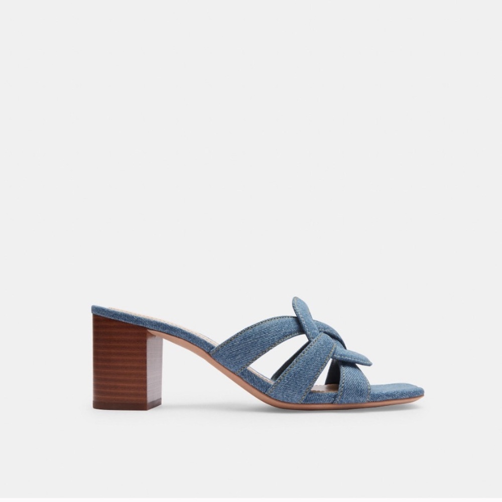 NWT Price is firm Coach lady’s Nikki Sandal denim Size 7B CS077 true to size - Picture 2 of 6